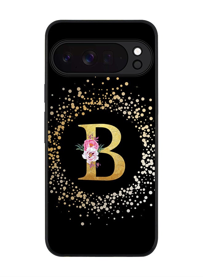 For Google Pixel 10 Pro Case,Slim fit Camera Protection, Shockproof Thin Phone cover  - Custom Monogram Floral - B ( Black )